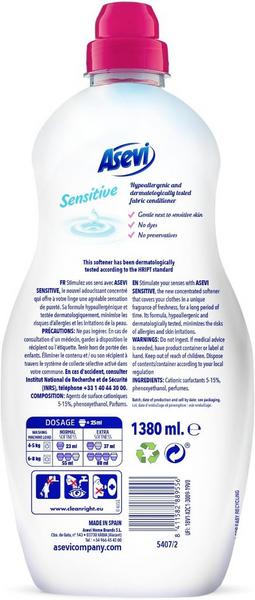 Кондиціонер для білизни концентрований Asevi, Sensetive 1,5 л, 60 прань Asevi60Sensetive фото