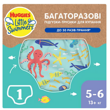 Багаторазові підгузки-трусики для плавання Huggies Little Swimmers, 5-6 (13+ кг), 1 шт. HuggiesSwimmers5-6/11Багаторазові фото