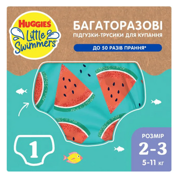 Багаторазові підгузки-трусики для плавання Huggies Little Swimmers, 2-3 (5-11 кг), 1 шт. HuggiesSwimmers2-3Багаторазові фото