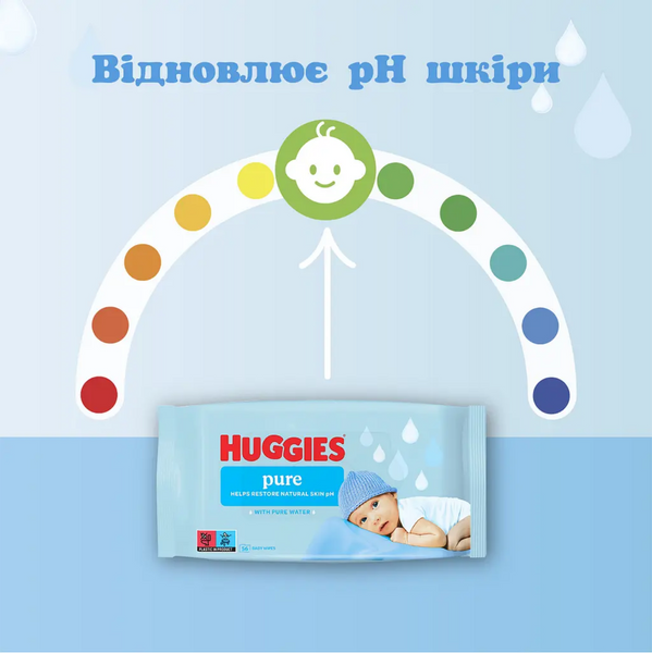 Дитячі вологі серветки Huggies Pure 56 шт Huggies56 фото