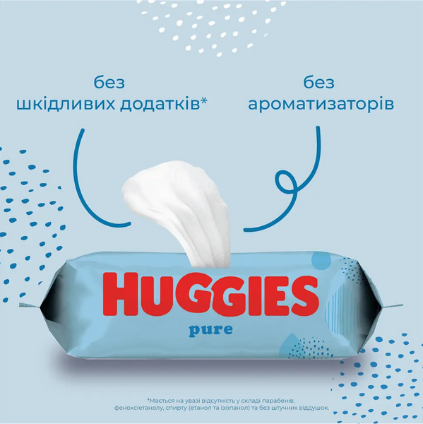 Дитячі вологі серветки Huggies Pure 56 шт Huggies56 фото