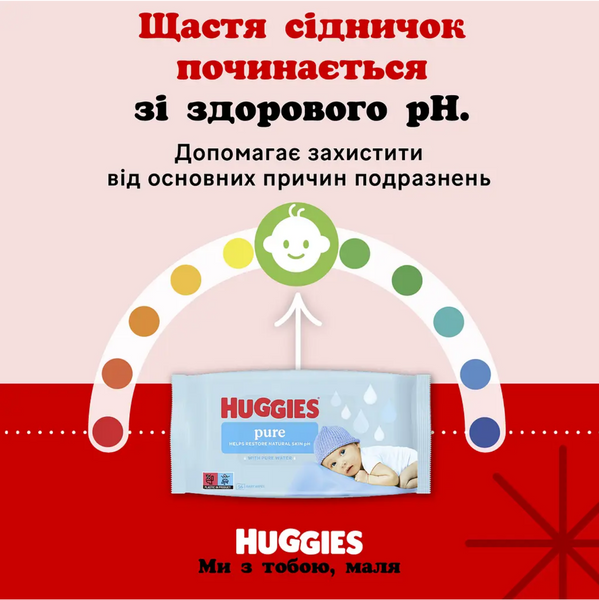 Дитячі вологі серветки Huggies Pure 56 шт Huggies56 фото