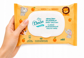 Дитячий вологий туалетний папір Dada з запахом абрикоса 60 шт Польща DadaPapierMorela фото