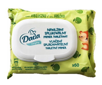 Дитячий вологий туалетний папір Dada з запахом яблука 60 шт Польща DadaPapierJABŁUSZKO фото