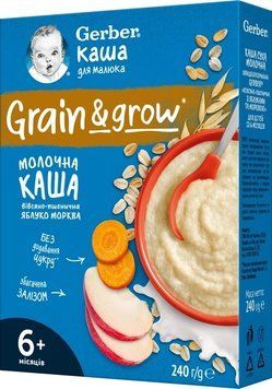 GERBER каша Суха мол вівсяно-пшенична ябл/моркваз 6міс.,240г/ 4528 GERBER944528 фото