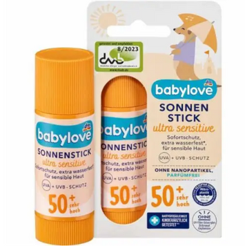Сонцезахисний стік Sensitive SPF 50+ babylove, 20 г SonnenStick50+ фото