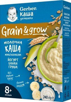 GERBER каша Суха мол Мультизлак йогурт/ банан / груша з 8міс.,240 г /4244 GERBER834244 фото