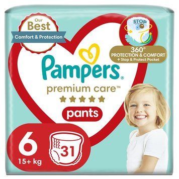 Pampers Дитячі одноразові підгузки-трусики Pampers Premium Care Pants Розмір 6 Giant (13&ndash;19 кг), 31 шт Pampers6GiantPants31 фото