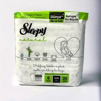 Sleepy Підгузки дитячі Natural XLarge-6 (15-25кг), 20шт. - 5 шт/ящ 03195 фото