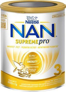 NAN SUPREME PRO3 на основі частк. гідролізованого білка мол. сироватки з 12 місяців 800г NAN951449 фото