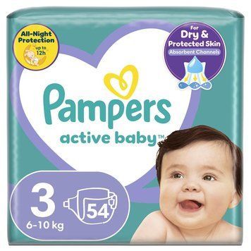 Pampers Дитячі одноразові підгузки Pampers Active Baby Розмір 3 Midi (6&ndash;10 кг), 54 шт Pampers3Active BabyMidi54 фото