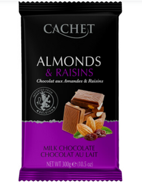Cachet Almonds & Raisins (32% Cacao) &mdash; молочний шоколад із мигдалем та родзинками, 300 г 00076 фото