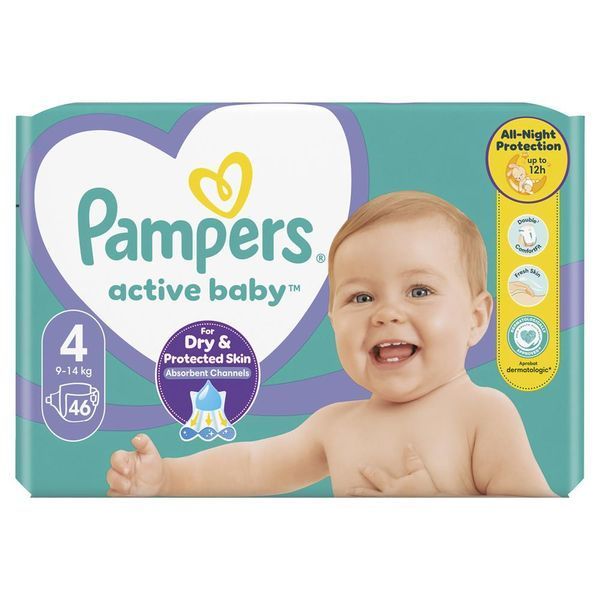 Pampers Дитячі одноразові підгузки Pampers Active Baby Розмір 4 Maxi (9&ndash;14 кг), 46 шт Pampers4Active BabyMaxi54 фото