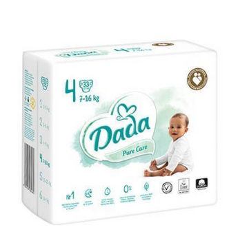 Підгузники Dada Pure Care Maxi 4, розмір, 33 шт, 7 - 16 кг(порізана упаковка і заклеєна скотчем) Pure Care4(defect) фото