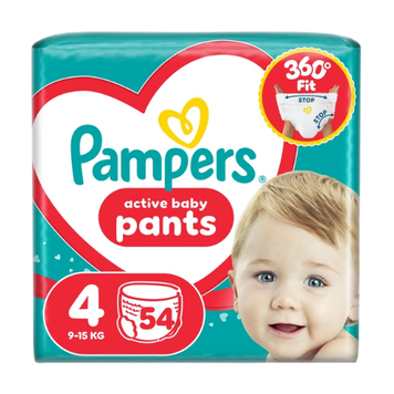 Pampers Дитячі одноразові підгузки-трусики Pampers Active Baby Pants Розмір 4 Maxi (9&ndash;15 кг), 54 шт Pampers4Pants54 фото